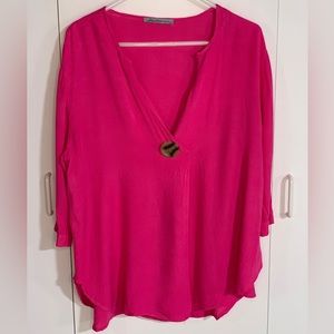 Hot Pink Blouse ARIANNA for HOWARD’S Size L/XL